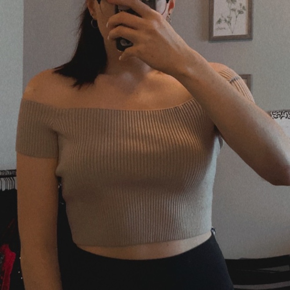 Tan off the shoulder top